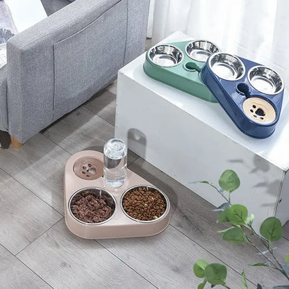 3-in-1 Pet Food Bowl with Automatic Drinking Feeder