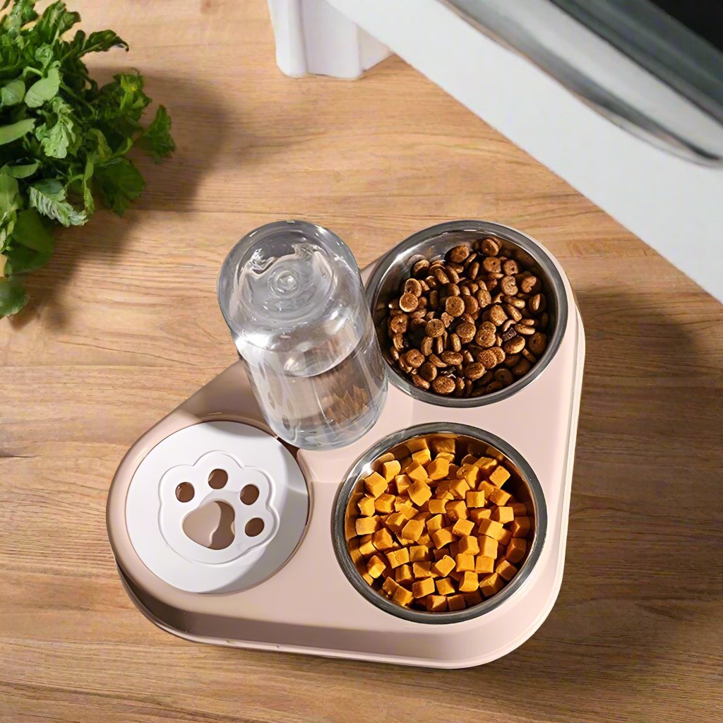 3-in-1 Pet Food Bowl with Automatic Drinking Feeder