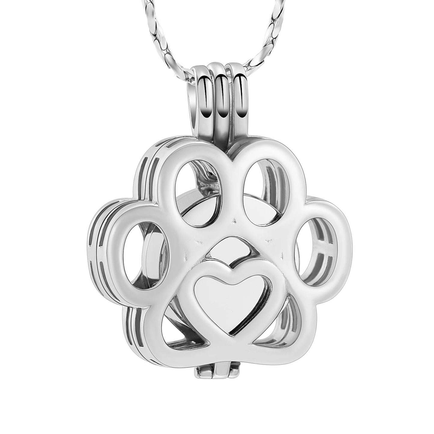 Paw-Shaped Pet Cremation Memorial Locket for Necklaces & Keychains