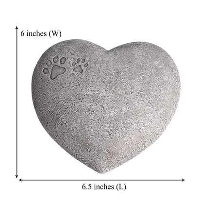 Cat & Dog Heart Shaped  Paw Print Remembrance Stone Grave Marker for Outdoor & Indoor Display