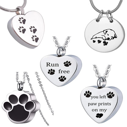 Dog/Cat Pet Paw Ash Holder Memorial Urn Necklace