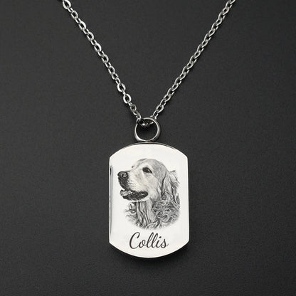 Custom Pet Cat & Dog Portrait Urn Pendant for Necklaces