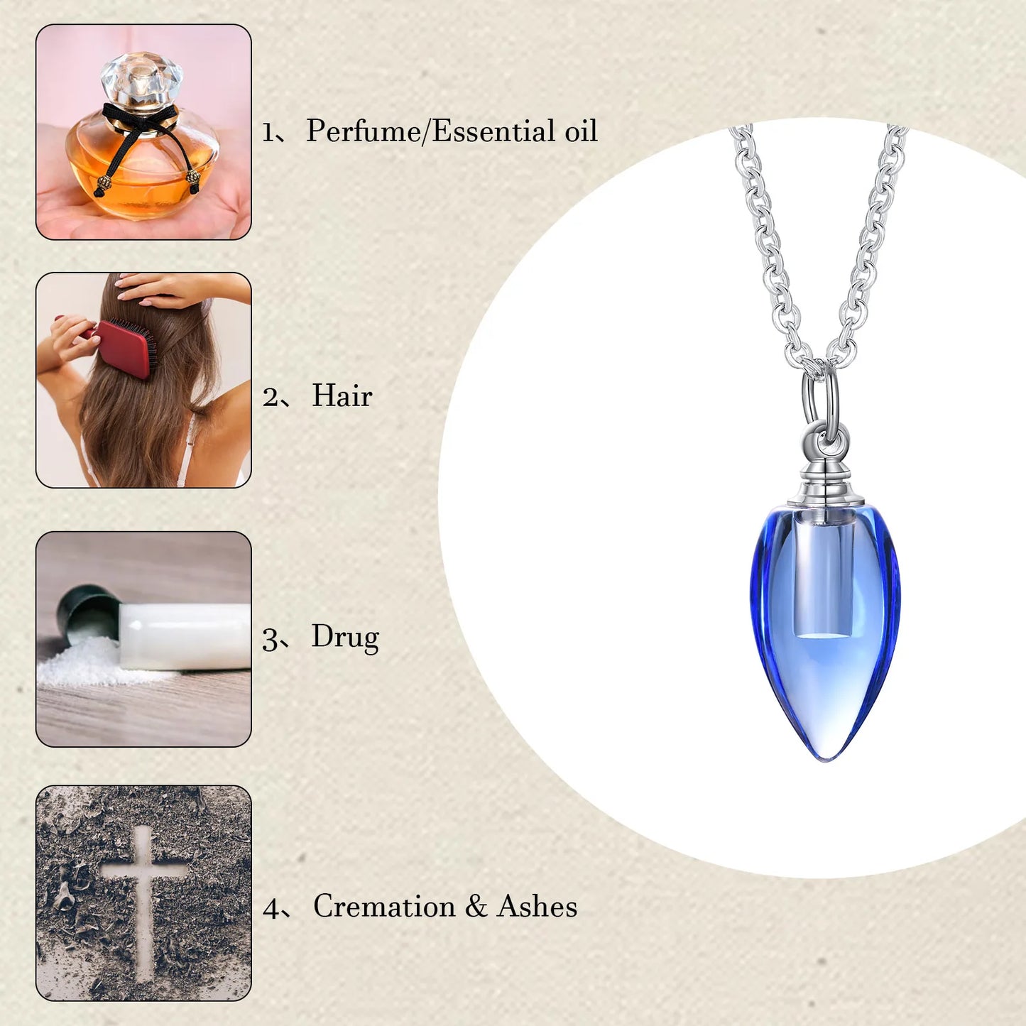 Glass Dog & Cat Urn Necklace Pendant for Holding Pet Ash Keepsake