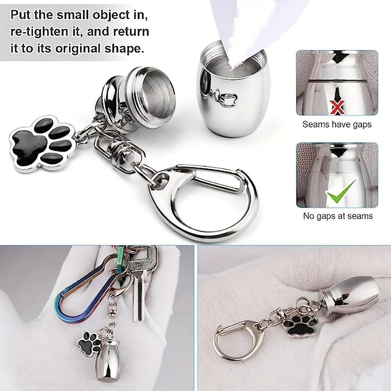 Dog/Cat Pet Urn Keychain for Ashes Keepsake