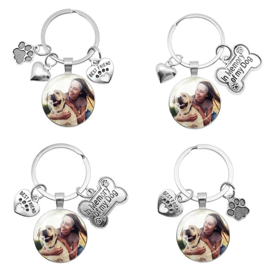 Custom Dog & Cat Pet Photo Keychain Ring Memorial