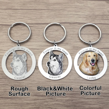 Personalized Cat & Dog Pet Picture Engraved Keychain Gift