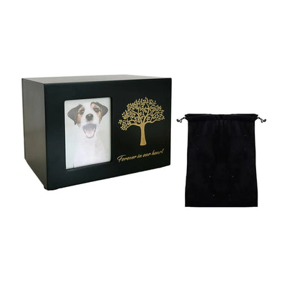 Wooden Pet Urn with Photo Frame Dog & Cat Memorial