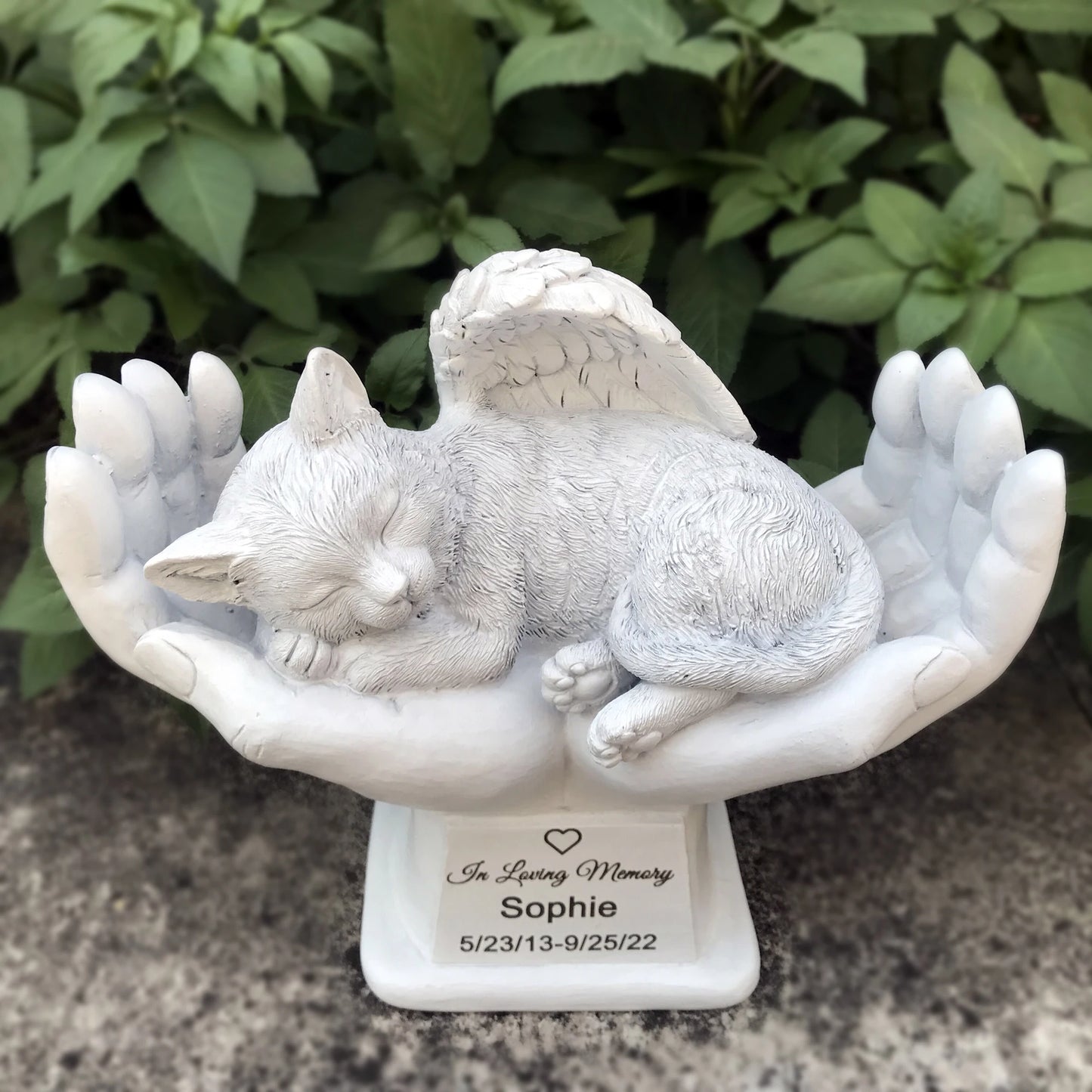 Personalized Cat Pet Angel Grave Markers Statue Stone