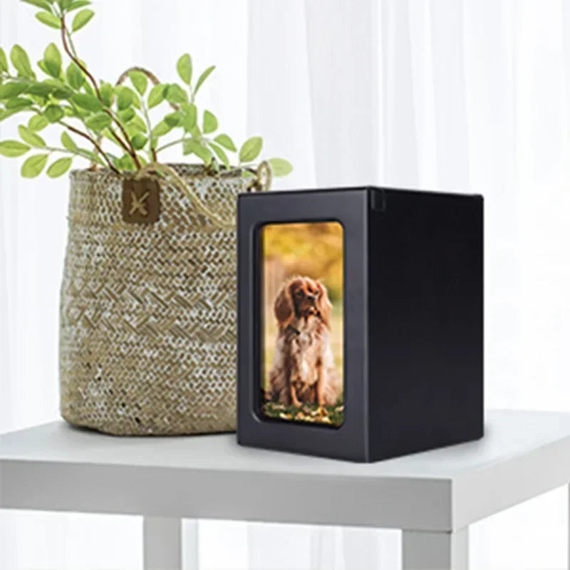 Wooden Pet Dog & Cat Urn Photo Memorial Box Gift