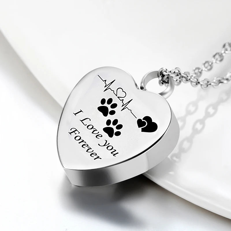 Paw Printed Heart-Shaped Urn Pet Memorial