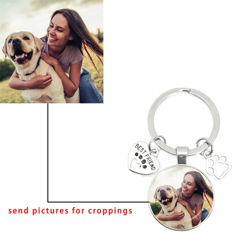 Custom Dog & Cat Pet Photo Keychain Ring Memorial