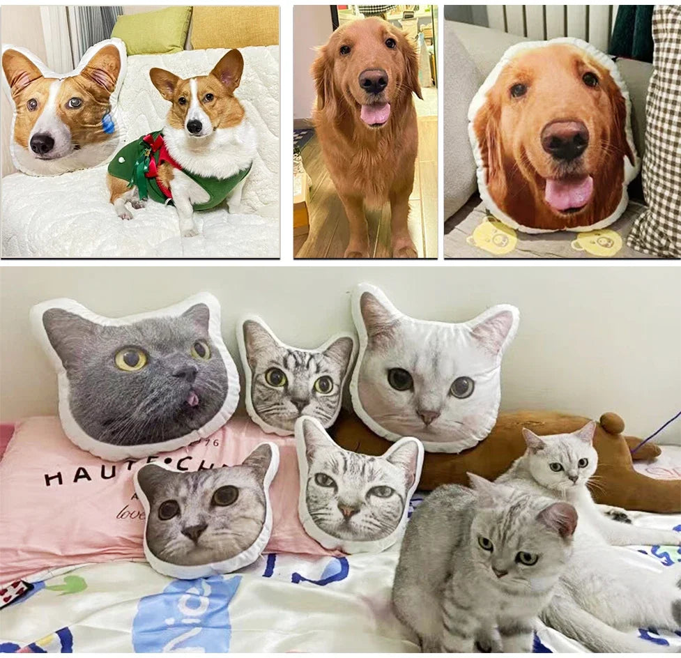 Personalized Cat & Dog Photo Life-Size Pillow Cushion