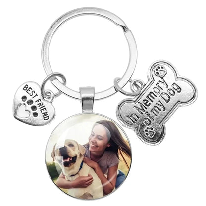 Custom Dog & Cat Pet Photo Keychain Ring Memorial