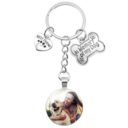 Custom Dog & Cat Pet Photo Keychain Ring Memorial