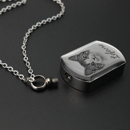 Custom Pet Cat & Dog Portrait Urn Pendant for Necklaces